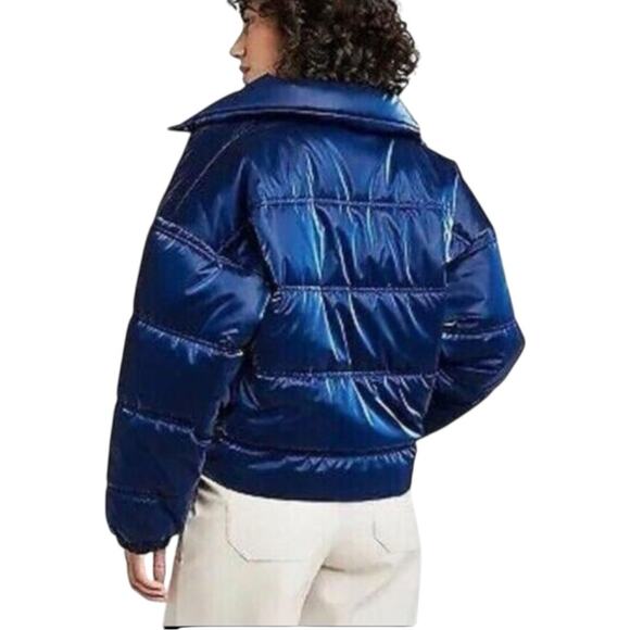 Wild Fable Blue Shiny Metallic Puffer Jacket Size XXL - Picture 3 of 10